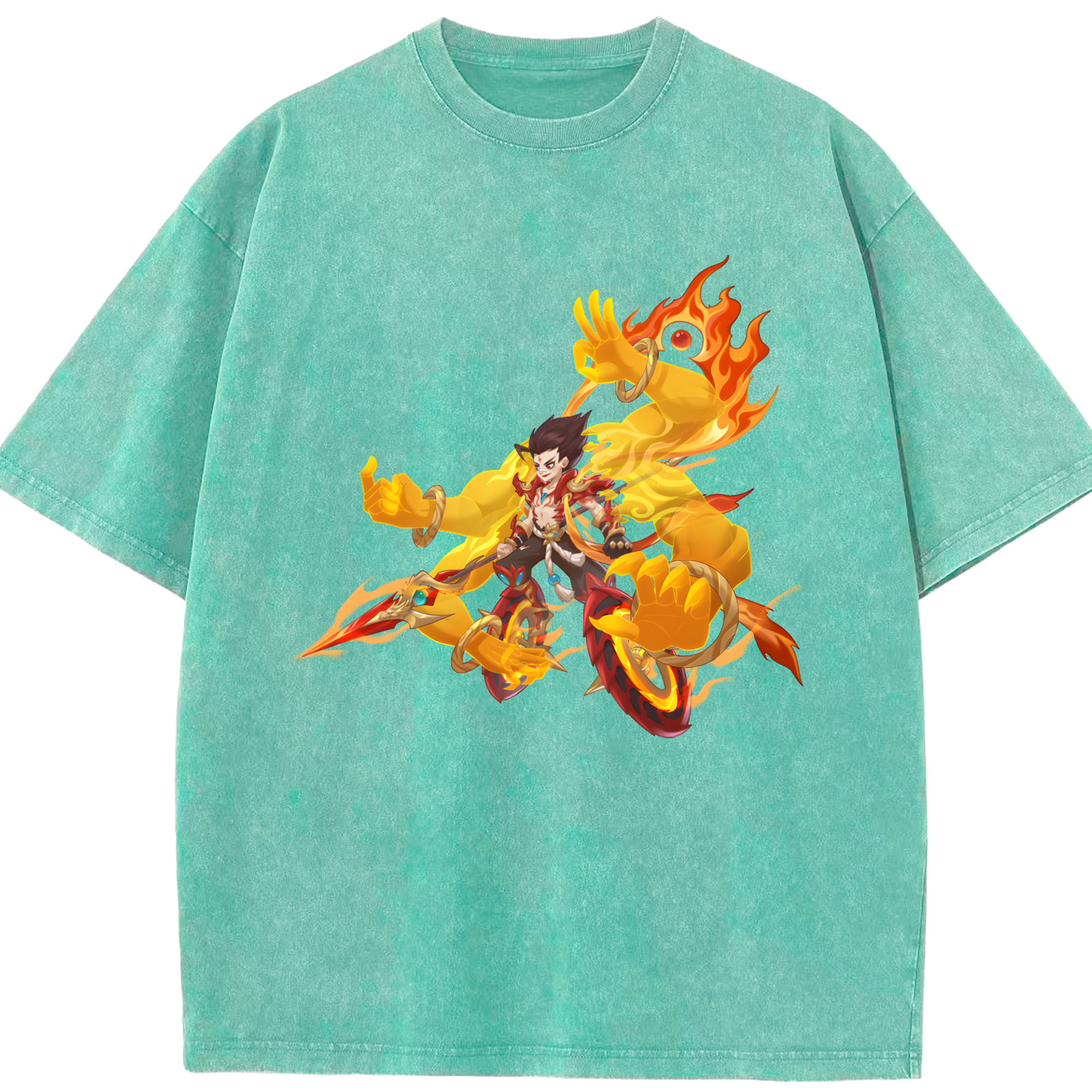 （画像用） Ne Zha 2 ナタ 魔童の大暴れ 綿100% ヴィンテージ風 半袖Tシャツ（フロントプリント）